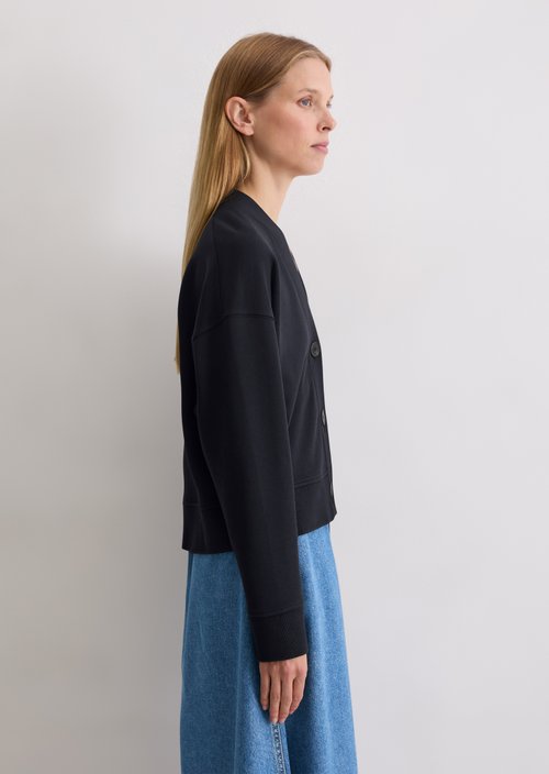 Relaxed sweat cardigan — Deep Night Blue
