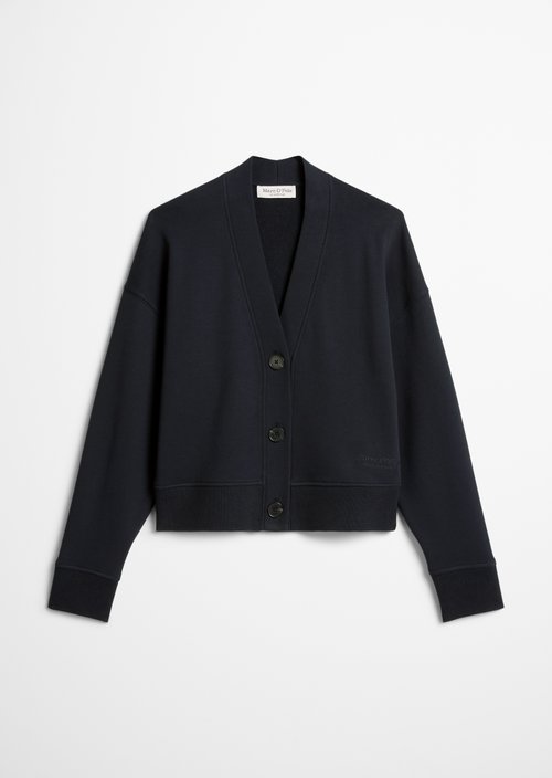 Relaxed sweat cardigan — Deep Night Blue