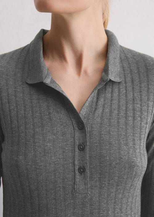 Jersey polo shirt regular Warm Granite Melange in detail view