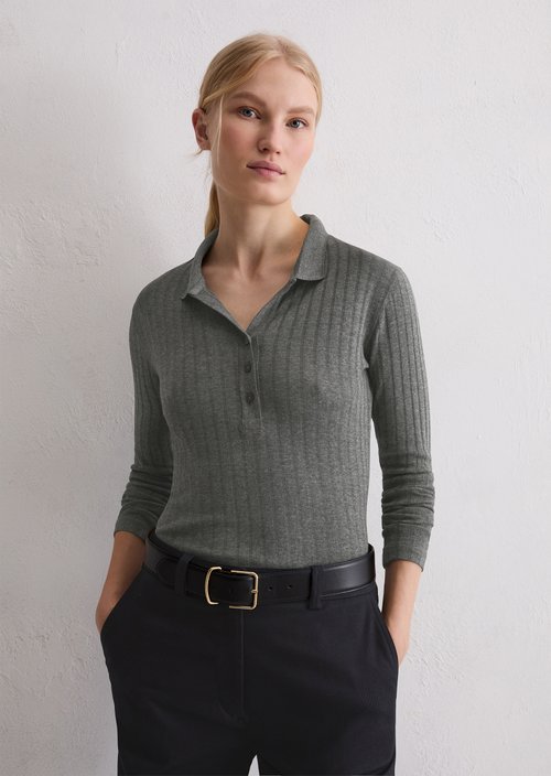Jersey polo shirt regular — Warm Granite Melange
