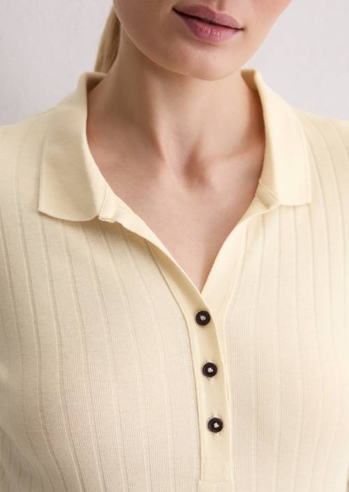 Jersey polo shirt regular Raw Cream in detail view