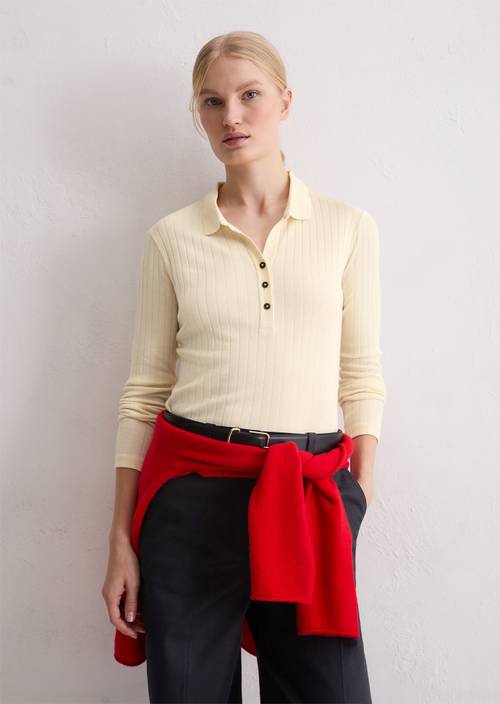 Jersey polo shirt regular Raw Cream in front view