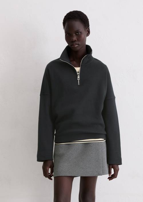 Half-Zip-Sweatshirt relaxed Deep Night Blue in Frontalansicht