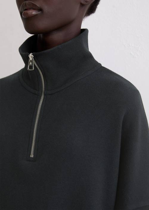 Half-Zip-Sweatshirt relaxed Deep Night Blue in Detailansicht