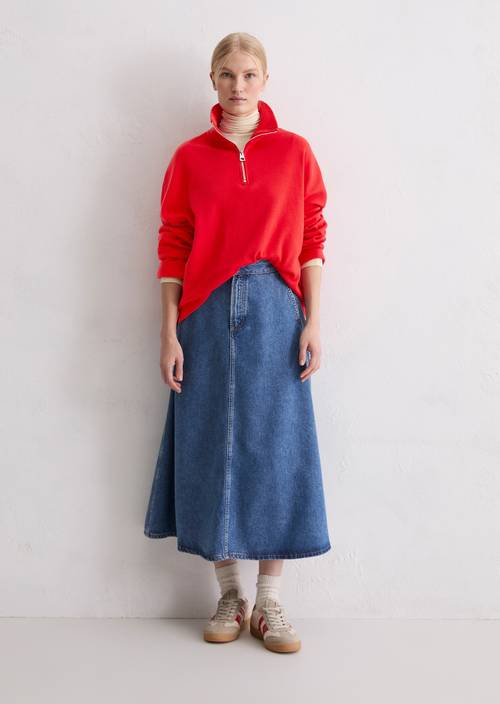 Half-Zip-Sweatshirt relaxed Bright Red in Frontalansicht