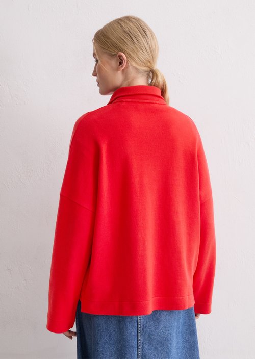 Relaxed half-zip sweatshirt — Bright Red