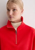 Half-Zip-Sweatshirt relaxed aus weichem Organic Cotton - rot