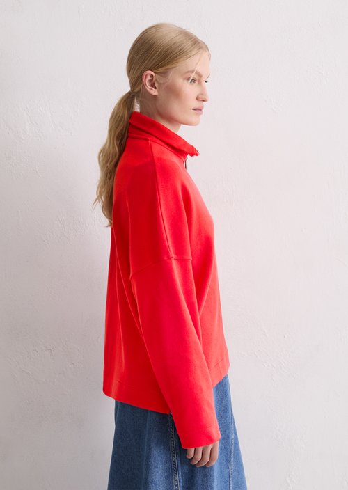 Relaxed half-zip sweatshirt — Bright Red