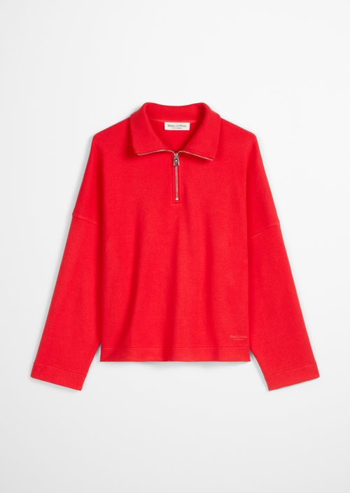 Relaxed half-zip sweatshirt — Bright Red