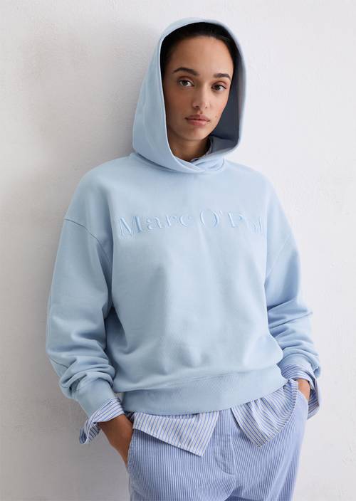 Logo-Kapuzensweatshirt relaxed Soft Sea in Frontalansicht