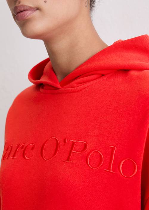 Logo-Kapuzensweatshirt relaxed Bright Red in Detailansicht