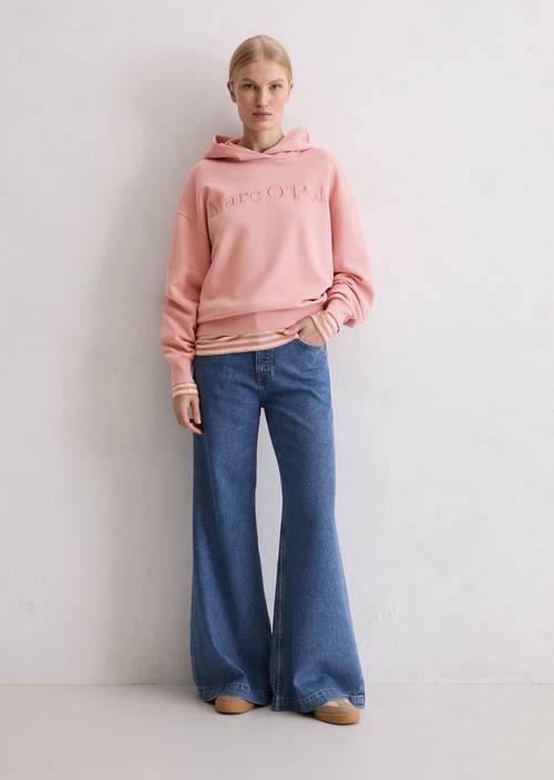 Logo hooded sweatshirt relaxed Natural Rose in front view