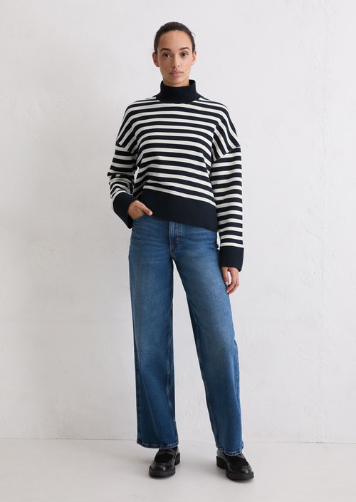 Relaxed striped sweatshirt — Dark Blue