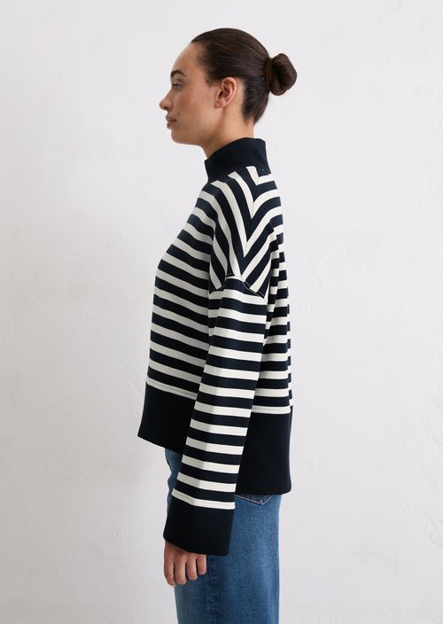 Relaxed striped sweatshirt — Dark Blue
