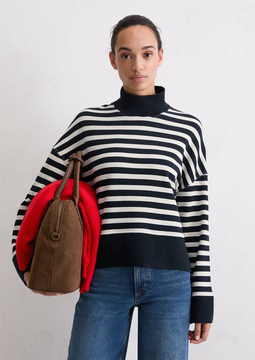 Sweater met relaxte strepen Dark Blue in vooraanzicht