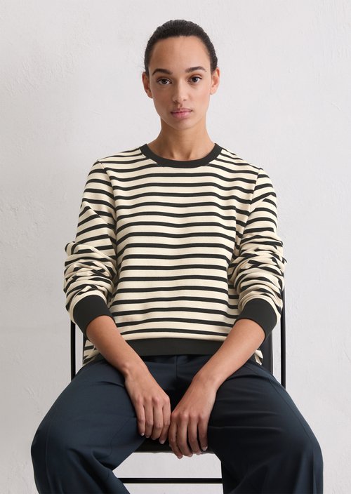 Regular striped sweatshirt — Dark Blue