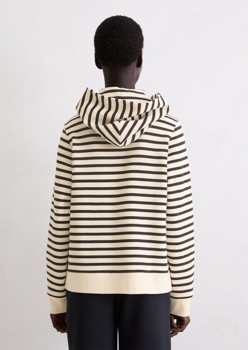 Striped hooded sweatshirt relaxed — Dark Blue (alternate view)