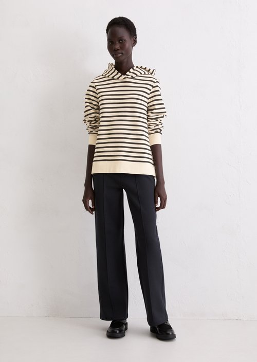 Striped hooded sweatshirt relaxed — Dark Blue