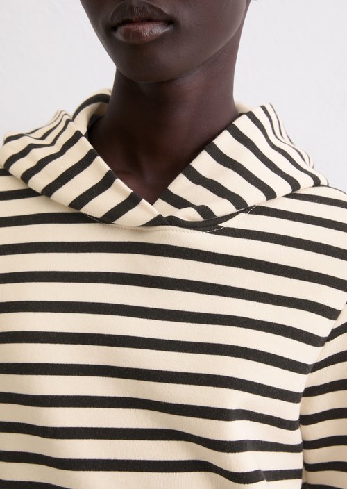 Striped hooded sweatshirt relaxed — Dark Blue