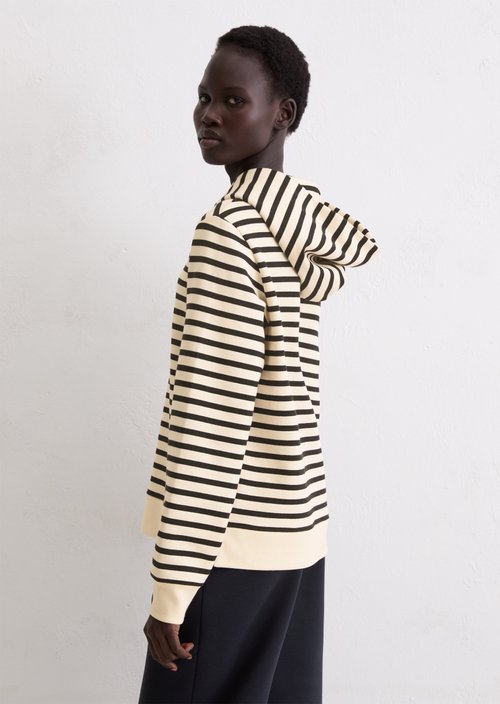 Striped hooded sweatshirt relaxed — Dark Blue