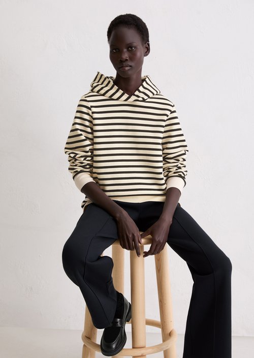 Striped hooded sweatshirt relaxed — Dark Blue
