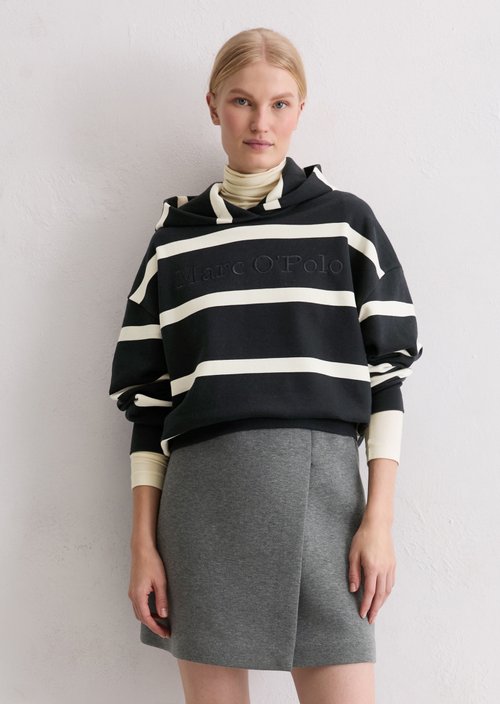 Striped hoodie relaxed — Dark Blue