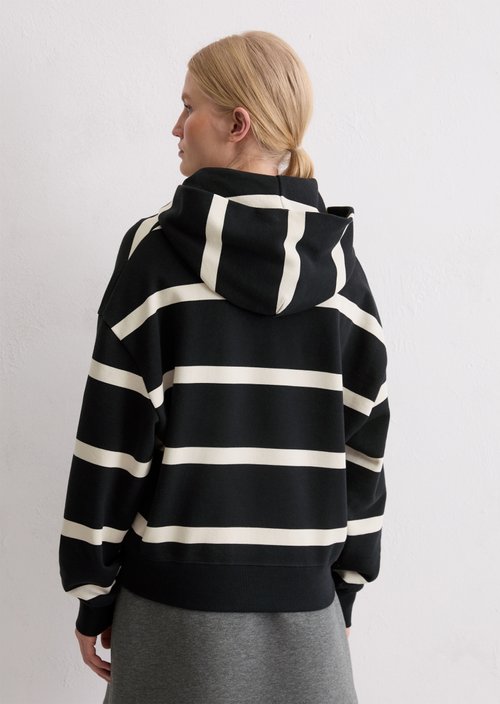 Striped hoodie relaxed — Dark Blue (alternate view)