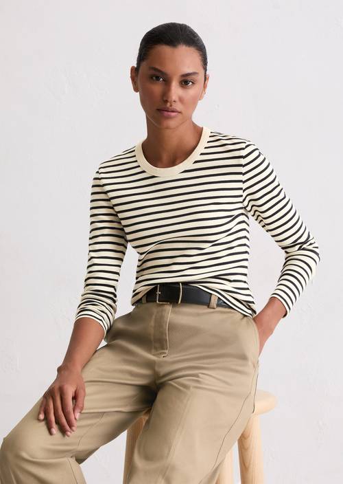 Regular striped longsleeve Dark Blue in front view