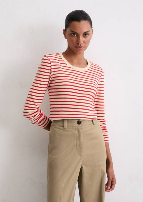 Regular striped longsleeve Medium Red in front view