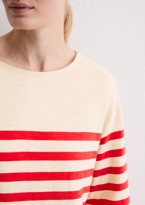 Manica lunga rilassata a righe Medium Red in vista dettagliata