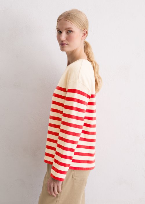 Striped longsleeve relaxed — Medium Red