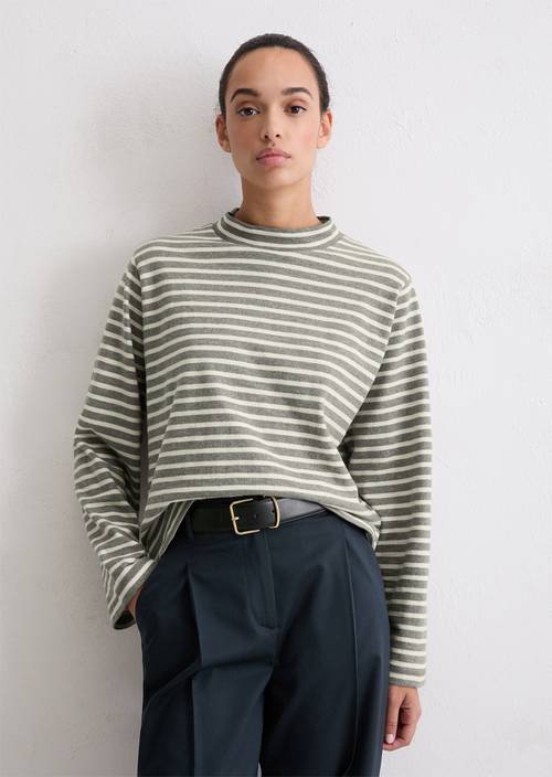 Gestreepte coltrui longsleeve regular Dark Grey in vooraanzicht
