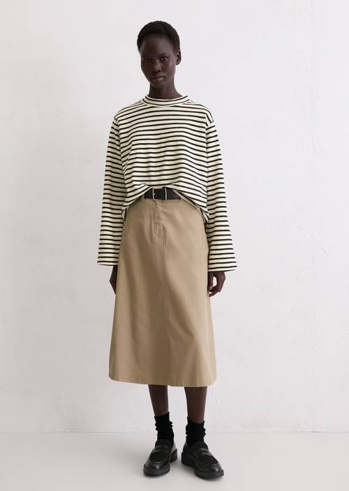 Gestreepte coltrui longsleeve regular Dark Blue in vooraanzicht