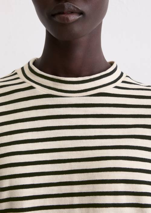 Gestreepte coltrui longsleeve regular Dark Blue in detailaanzicht