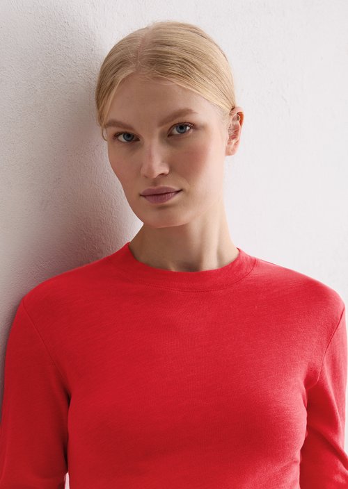 Marc O'Polo DfC Longsleeve regular, Dames, rood, Xxl, 100% Katoen