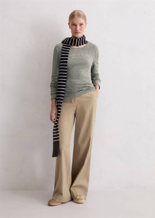 Logo-Longsleeve regular Warm Granite Melange in Frontalansicht