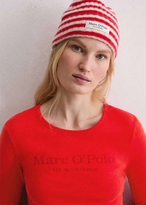 Logo-Longsleeve regular Bright Red in Frontalansicht