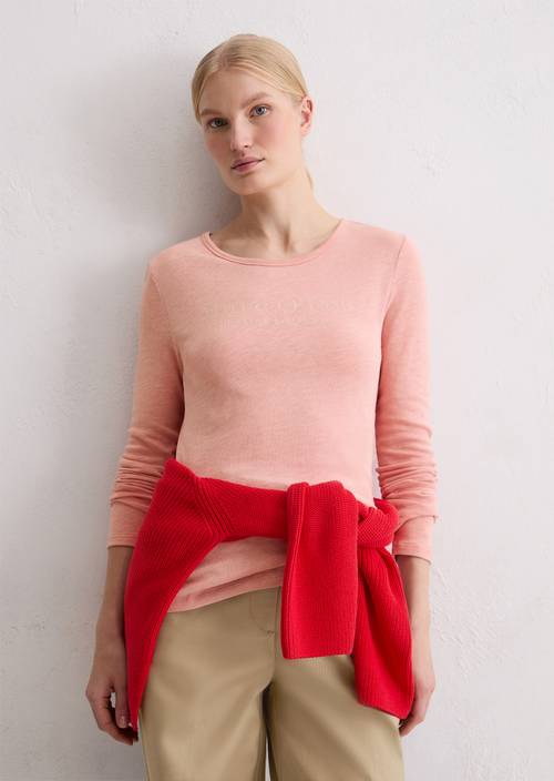 Logo-Longsleeve regular Natural Rose in Frontalansicht