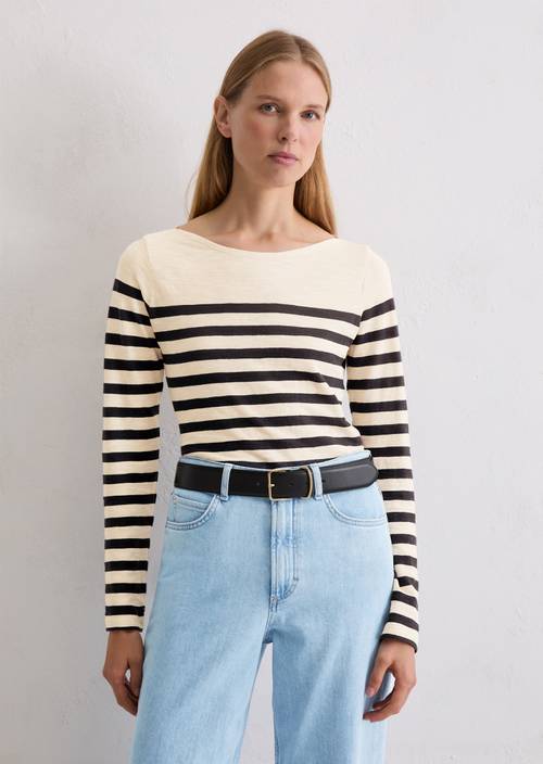 Pruhovaný rukáv s dlouhým rukávem Dark Blue v předním pohledu