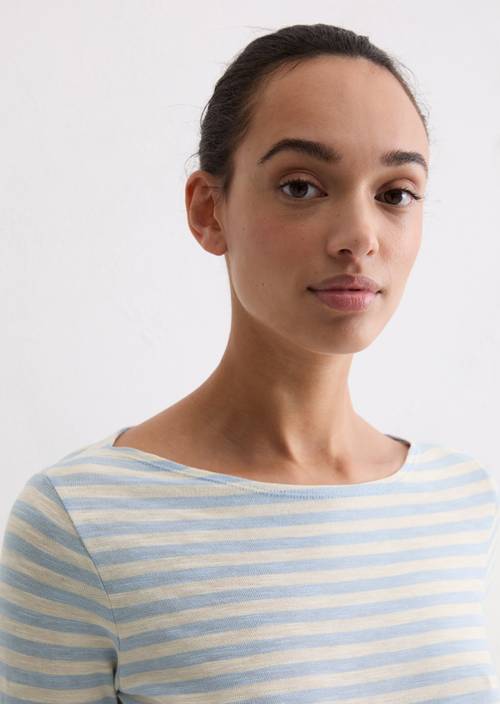 Pruhovaný rukáv s dlouhým rukávem Light Blue v předním pohledu