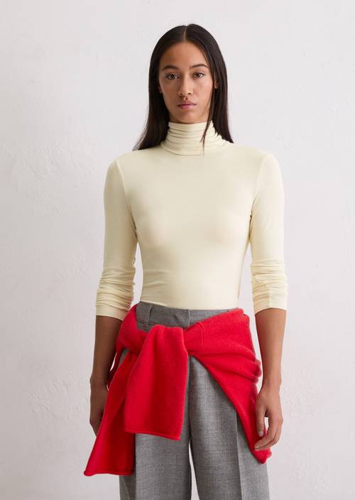 Dolcevita manica lunga regular Raw Cream in vista frontale