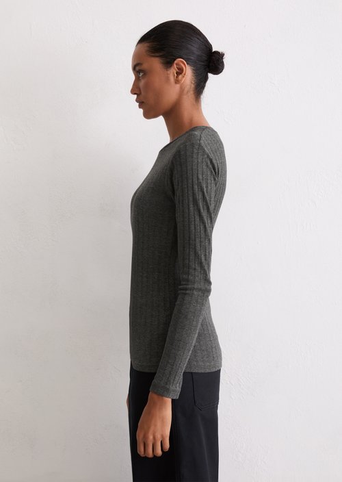 Longsleeve slim — Warm Granite Melange