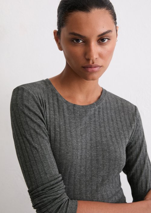 Longsleeve slim — Warm Granite Melange