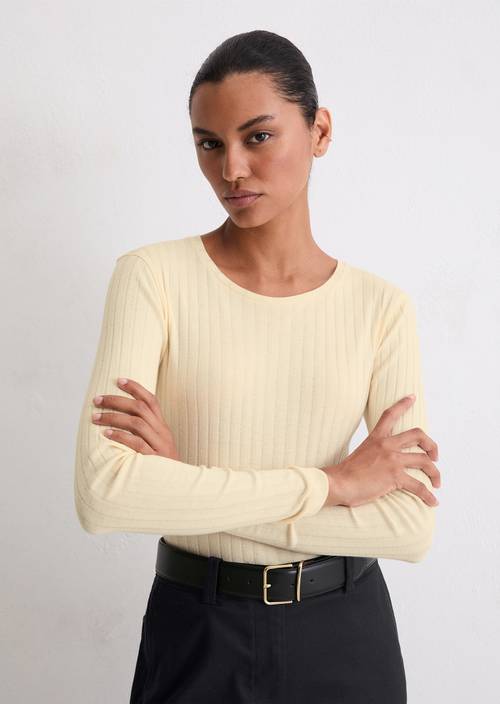 Longsleeve slim Raw Cream in front view