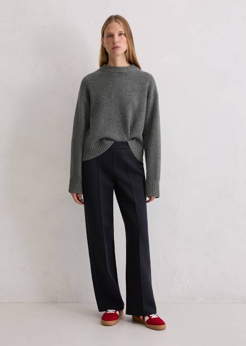 Relaxte jersey broek Deep Night Blue in vooraanzicht