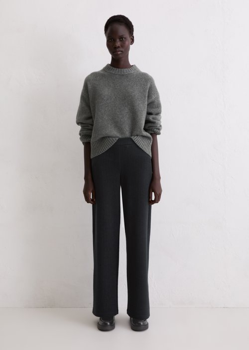 Relaxed pinstripe jersey pants — Dark Grey