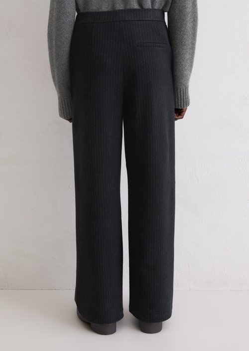 Relaxed pinstripe jersey pants — Dark Grey