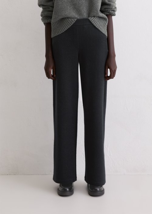 Relaxed pinstripe jersey pants — Dark Grey