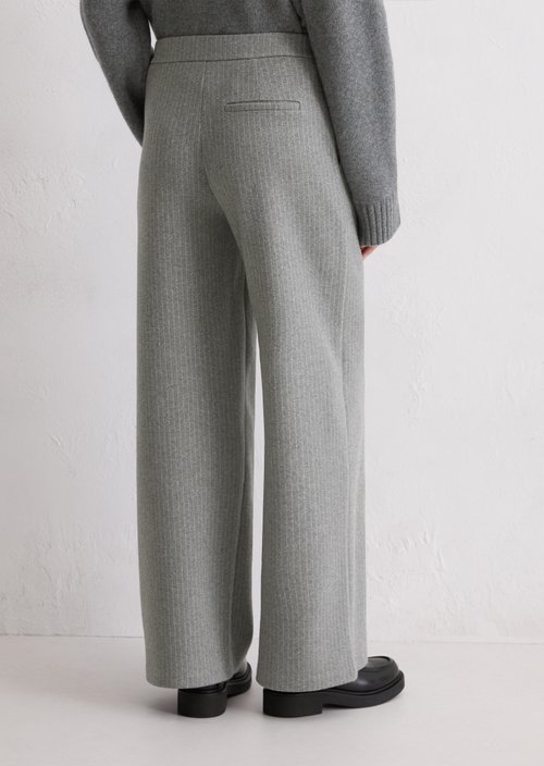 Relaxed pinstripe jersey pants — Light Grey