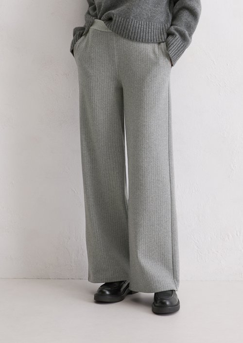 Relaxed pinstripe jersey pants — Light Grey